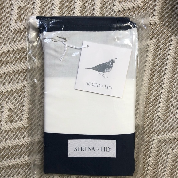 Serena & Lily Pair of Ronan Euro Shams Navy and White Stripes NEW - Picture 3 of 5